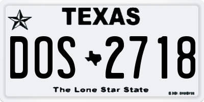 TX license plate DOS2718