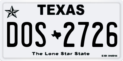 TX license plate DOS2726