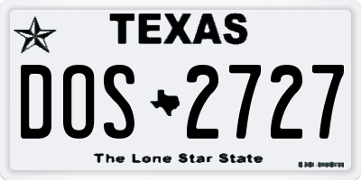 TX license plate DOS2727