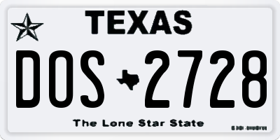 TX license plate DOS2728