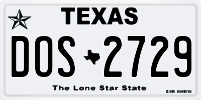 TX license plate DOS2729