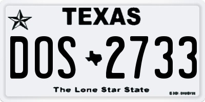 TX license plate DOS2733