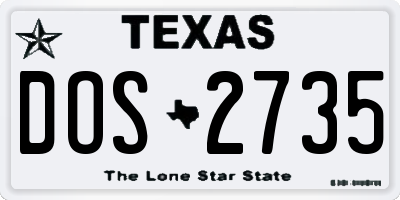 TX license plate DOS2735