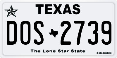 TX license plate DOS2739