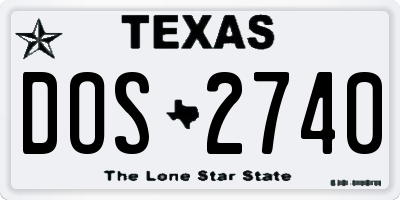 TX license plate DOS2740