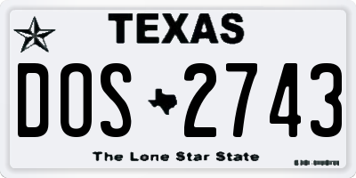 TX license plate DOS2743