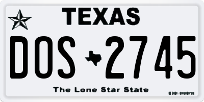 TX license plate DOS2745