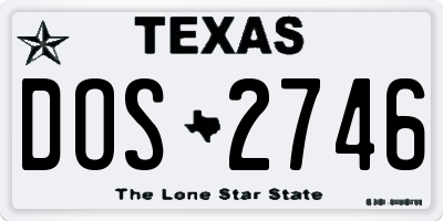 TX license plate DOS2746
