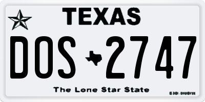 TX license plate DOS2747