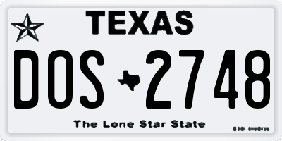 TX license plate DOS2748