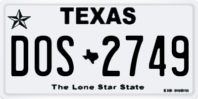 TX license plate DOS2749