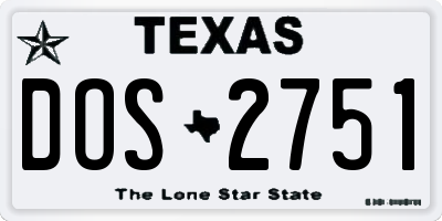 TX license plate DOS2751