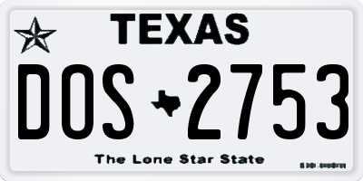 TX license plate DOS2753