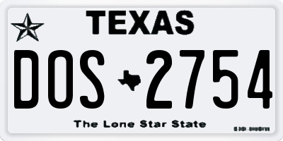 TX license plate DOS2754