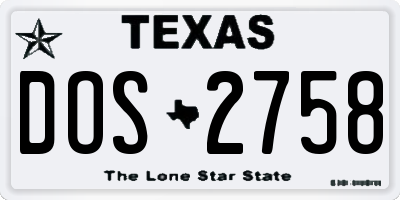 TX license plate DOS2758