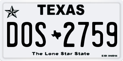 TX license plate DOS2759