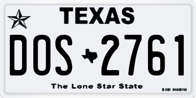 TX license plate DOS2761