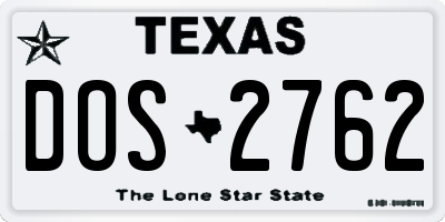 TX license plate DOS2762