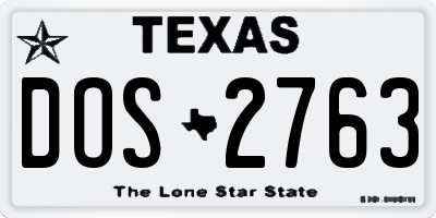 TX license plate DOS2763