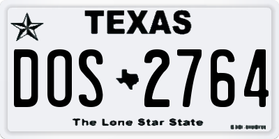 TX license plate DOS2764