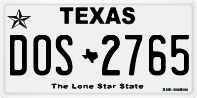 TX license plate DOS2765