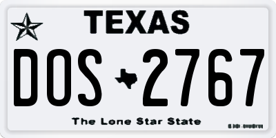 TX license plate DOS2767