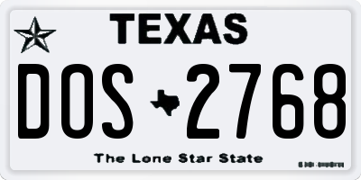 TX license plate DOS2768