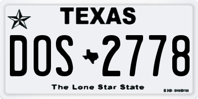 TX license plate DOS2778