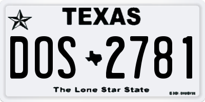 TX license plate DOS2781