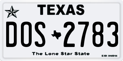TX license plate DOS2783
