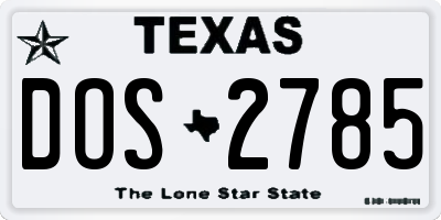 TX license plate DOS2785