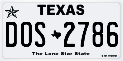 TX license plate DOS2786