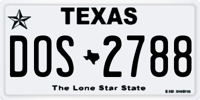 TX license plate DOS2788