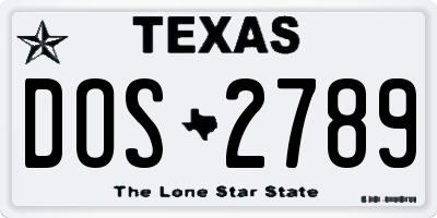 TX license plate DOS2789