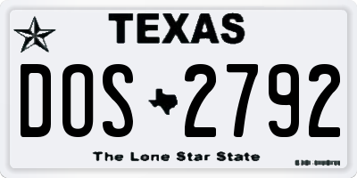 TX license plate DOS2792