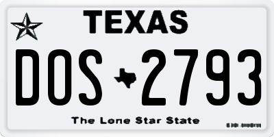 TX license plate DOS2793