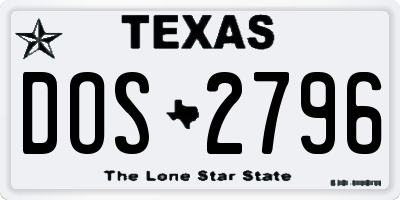 TX license plate DOS2796