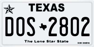 TX license plate DOS2802