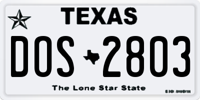 TX license plate DOS2803