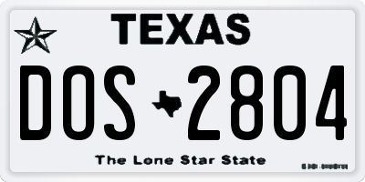 TX license plate DOS2804