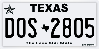 TX license plate DOS2805