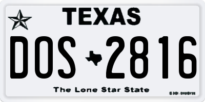 TX license plate DOS2816