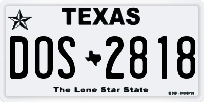 TX license plate DOS2818