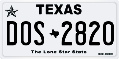 TX license plate DOS2820