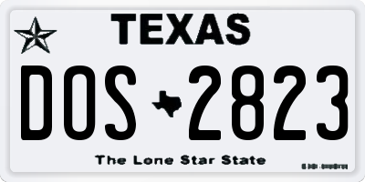 TX license plate DOS2823