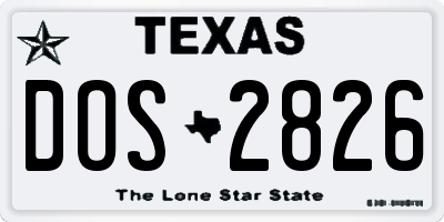 TX license plate DOS2826