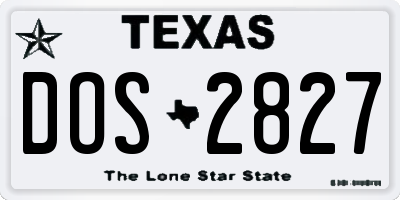 TX license plate DOS2827