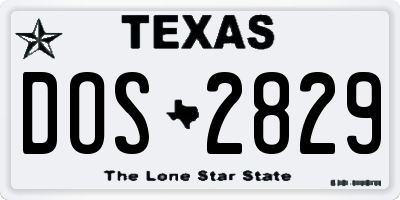 TX license plate DOS2829