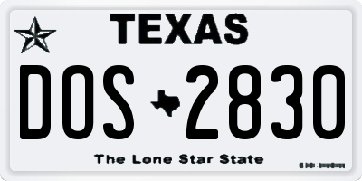 TX license plate DOS2830