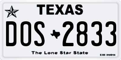 TX license plate DOS2833